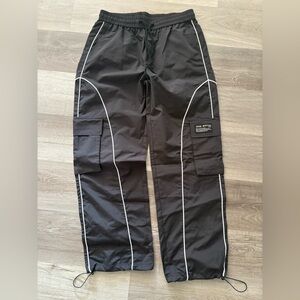 Black and White Track Pants with Modern Athletic Design
